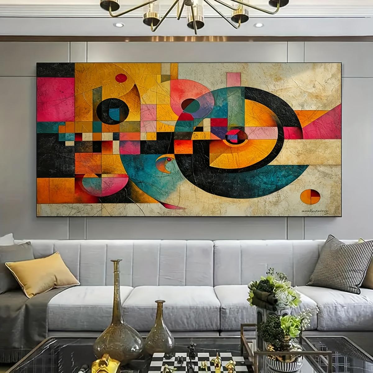 

Large Modern Abstract Art Canvas - Vibrant geometric design with a swirling mind theme, perfect for living room and bedroom wall 50x100cm No Frame