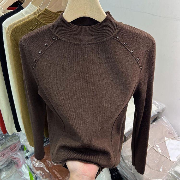 Half-high Collar Sweater Autumn and Winter Design Base Shirt Sweater for Women Fashionable Casual Loose Large Size Knitted Sweater