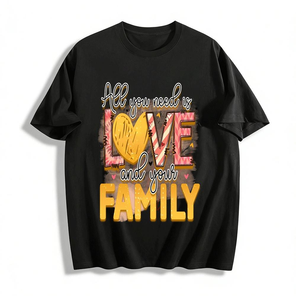 T All you need is love and your family graphic tee Pure cotton T-shirt XXS
