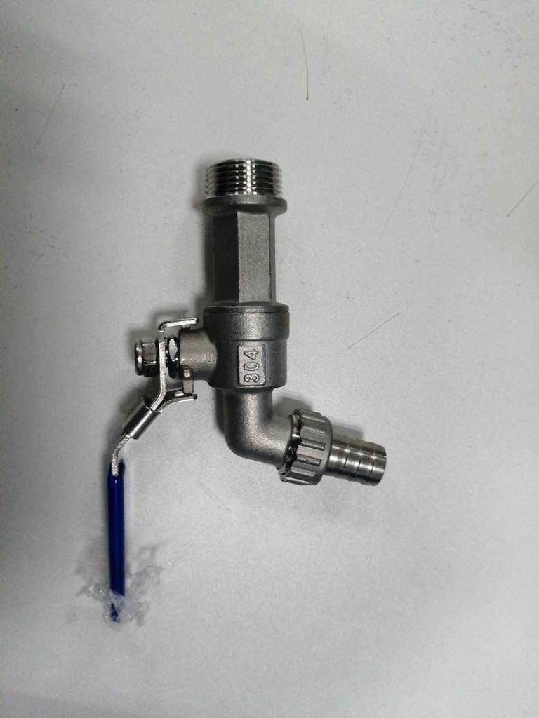 Stainless Steel Hot Water Dispenser Faucet with 4-Point Radiator Drain Valve and 6-Point Spout Ball Valve.