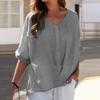 Women's Solid V-Neck Pullover Button Down Short Sleeve Shirt Casual Top Lightweight Tops