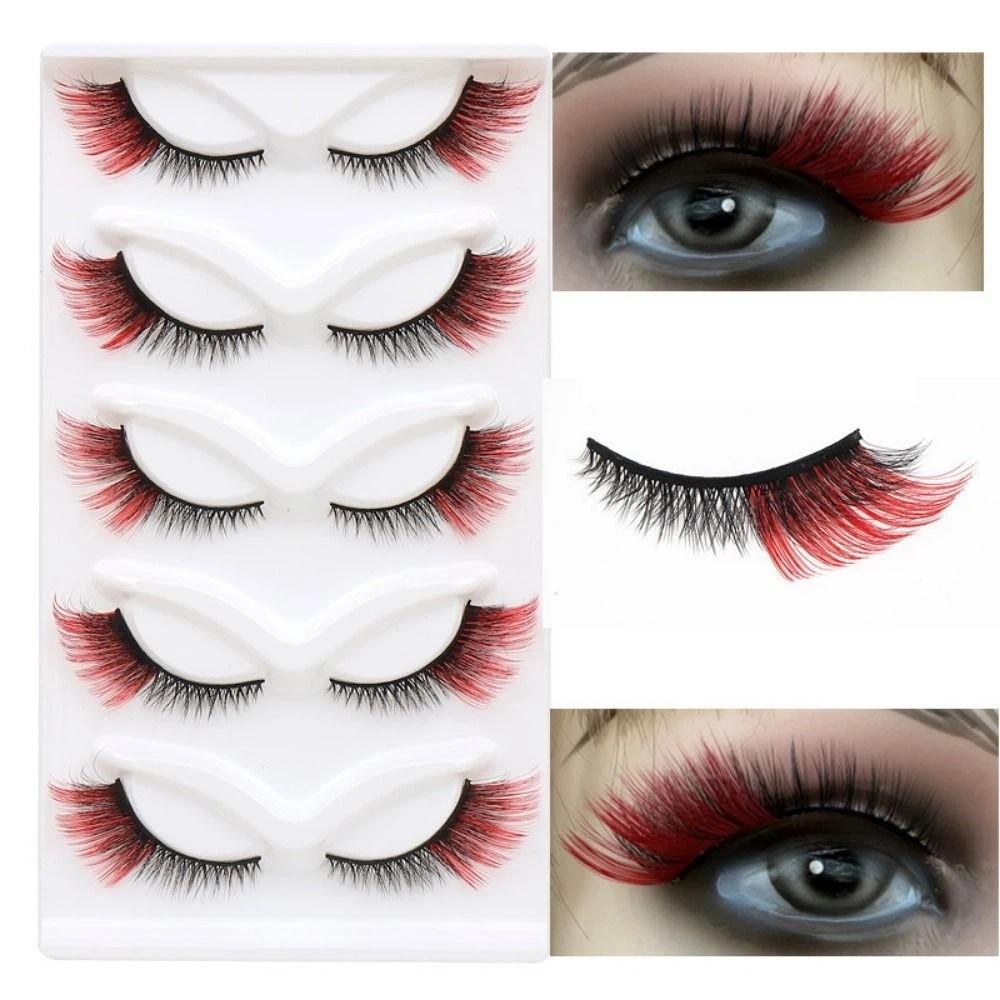 Soft Cat Eye False Eyelashes Fluffy Faux Mink Wispy Lashes Colored Anime Lashes Makeup