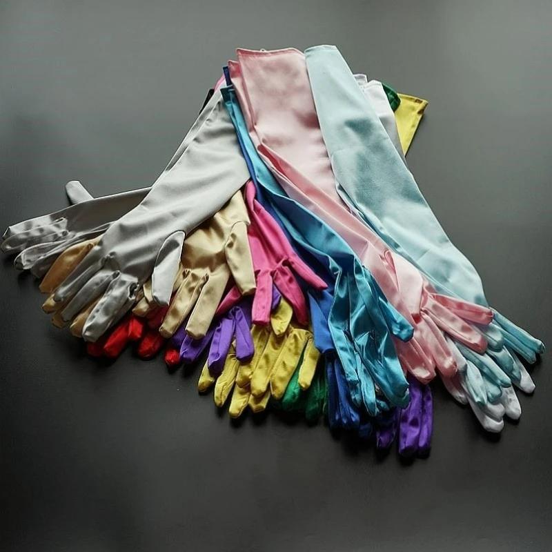 Extra Length Satin Gloves Elongated Gowns Satin Wedding Performance Prom Gloves Apparel Accessories Etiquette Gloves