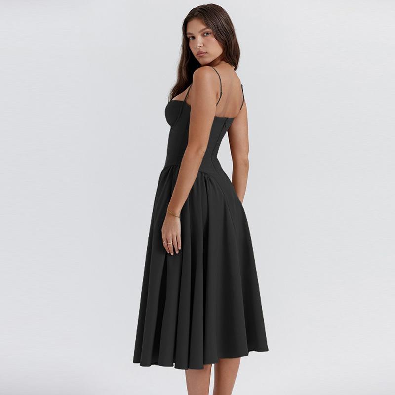 Letné sexi šaty bez chrbta Ženy Stredná dĺžka Bez ramienok s vysokým pásom Ležérne šaty Ženy Úzkeho strihu Elegantné Párty Večerné šaty Lady 24166