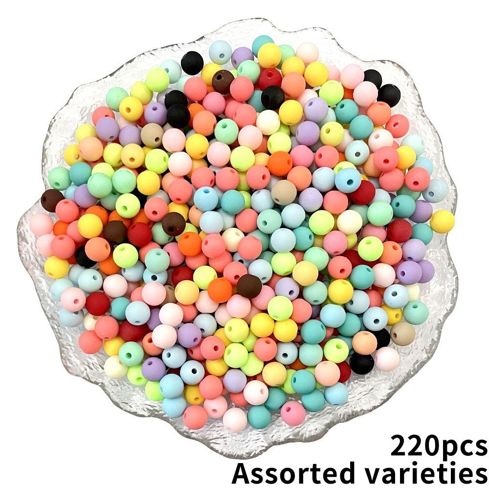 50/110PCS 8MM matte mixed color acrylic beads frosted bubble gum thick balls, used for jewelry making, bracelets, and necklace crafts