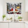 Set Of 2 Christmas Red Bird Printed Curtains Pole Bag Home Decoration Room Curtain Polyester