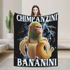 Italienischer Brainrot Chimpanzini Bananini Meme Strickdecke Flauschige Überwurfdecken Sommer Klimaanlage Leichte Tagesdecke