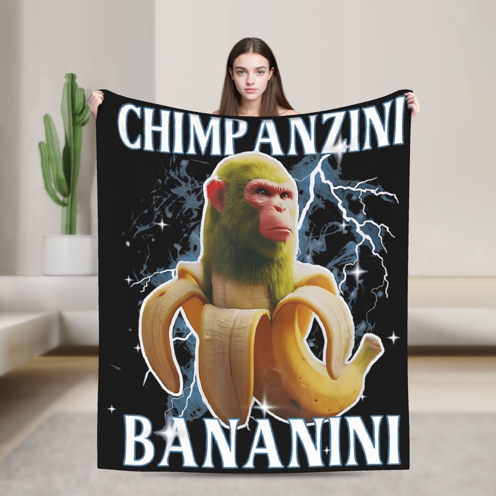 Italian Brainrot Chimpanzini Bananini Meme Knitted Blanket Fuzzy Throw Blankets Summer Air Conditioning Lightweight Bedspread 30x40in
