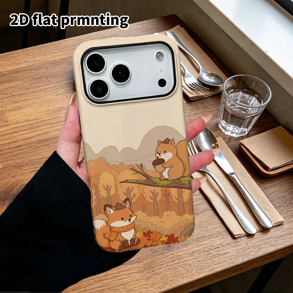 Phone Case: 2D Flat Samsung Galaxy A34 A35 M05 M06 S20 S22 S21 FE Plus 5G Protective Case, Autumn Fox and Squirrel, Perfect Holiday Gift for Christmas