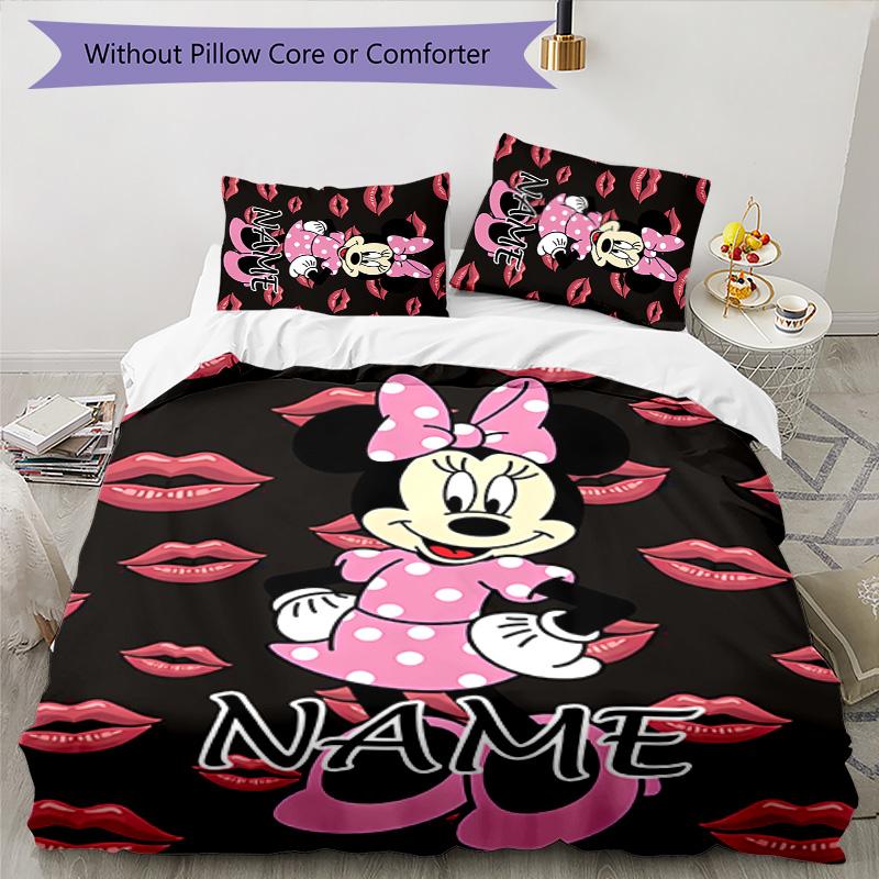 3pcs Minnie7 Cover Set - Personalized Name, HD Printed Bedding with 1 Cover and 2 Pillowcases - Perfect for Home Decor, Easy Care