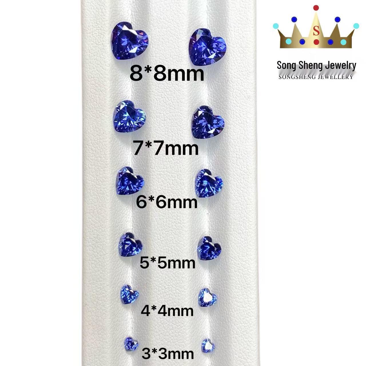 Cultivated 5A Tanzanite Heart-Cut Cubic Zirconia: Deep Colors, Full Fire, Loose Stone Heart Shape 3*3mm