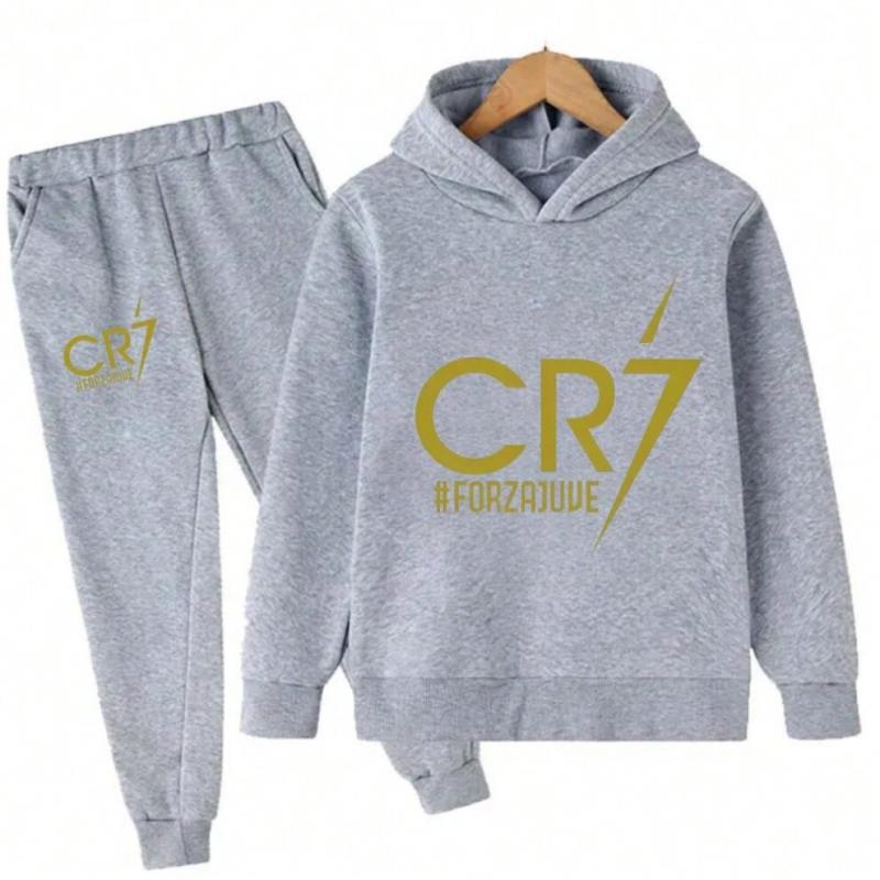 3-12 Jaar Kinderkleding Hoodie + Broek Pak 2-delige Set Jongens Trainingspak Lente Herfst Sweatshirt Set Voetbal CR7 Kinder Sportpak
