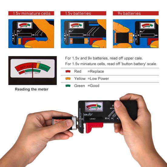 BT-168 Small Battery Tester Professional Simple Use No Battery Required High Precision Battery Checker for 1.5V 9V Button Cell Battery