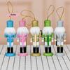 S-1/5Pcs Holiday Small Hanging Decoration 13CM Colorful Glitter Nutcracker Soldier Puppets Christmas Wooden Ornaments