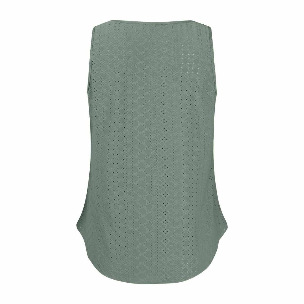 Sleeveless Eyelet Lace Tank Top for Women Casual Summer Scoop Neck Loose Fit Blouse Hollow Out Lightweight Shirt