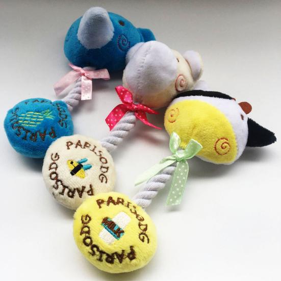 Interactive Plush Dog Toy Squeaky Stuffed Animal Dog Chew Toy Cotton Rope Tug of War Toy for Dogs Teeth Cleaning Puppy Teething
