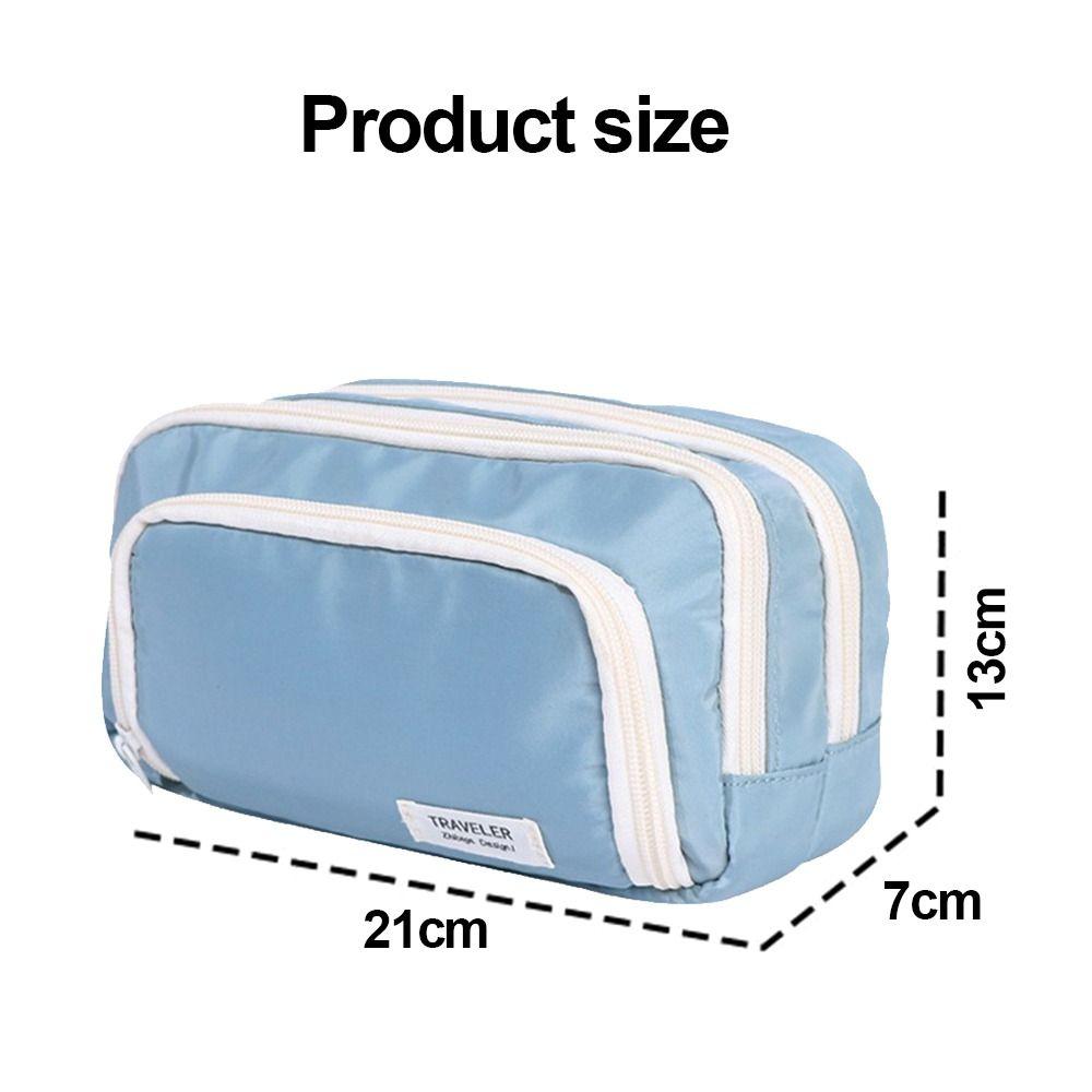Fashion Large Capacity Pencil Bag Multi-layer Solid Color Pen Pouch Stationery Storage Bag Back To School