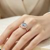 Gold Color Ring for Women Fashion Party Daily Versatile Luxury Wedding Inlaid Shiny Blue CZ Elegant Accessories Jewelry