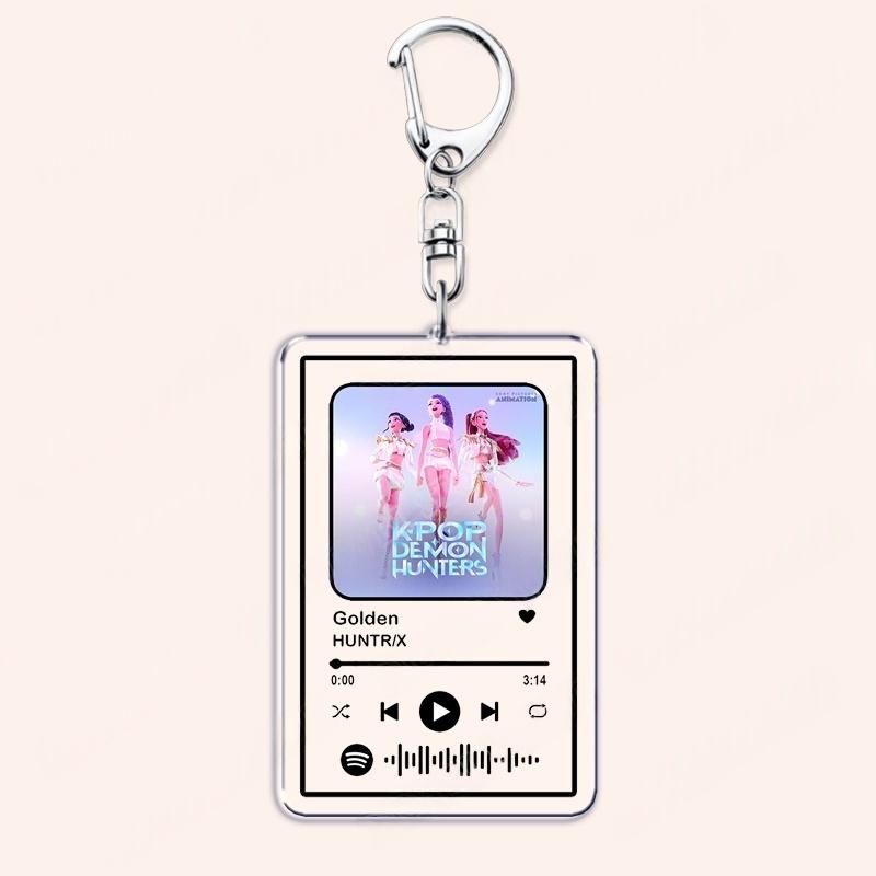 

Keychain Demon Hunters Huntrix Saja Boys Keychains for Women Accessories Bag Golden Soda Pop Your Idol Music Keying Jewelry Gift золотистий