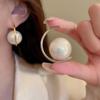 Large Round Imitation Pearl Hoop Earrings For Women Exaggerated C-Shaped Personality Earrings