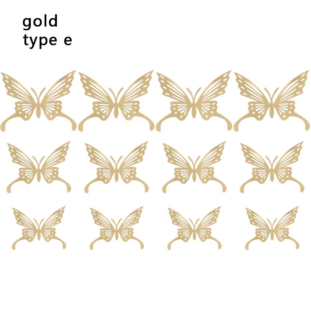 Ornament Home Decoration Gold Silver Rose Gold 3D Hollow Butterfly Wall Stickers Mariposas Decals