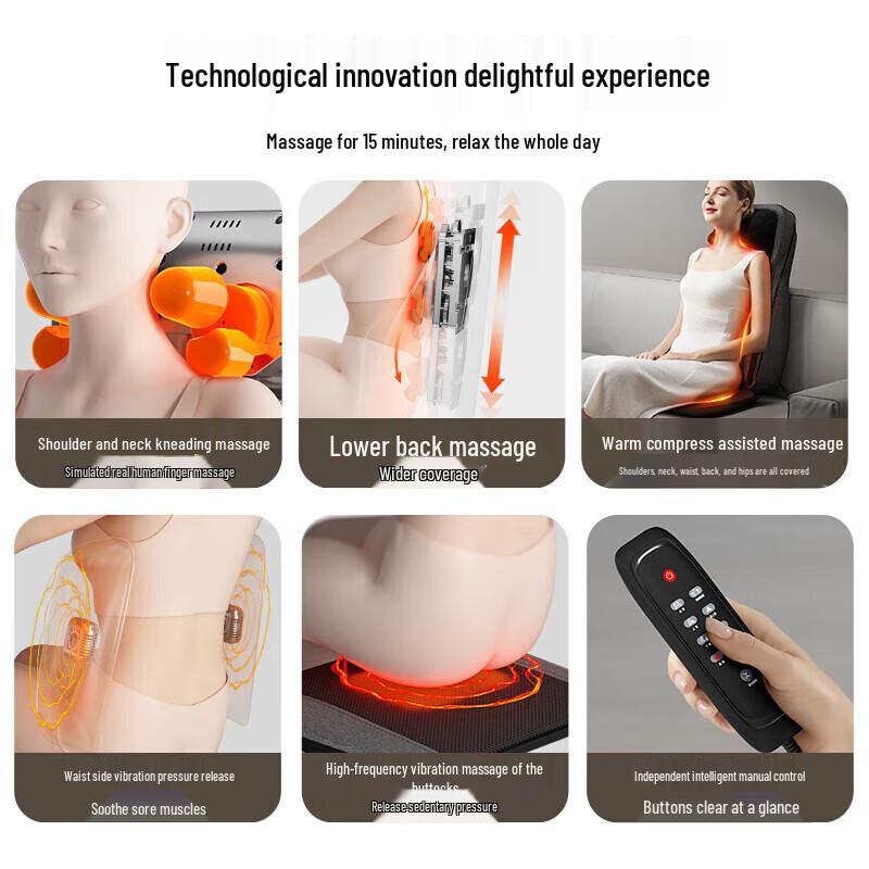 Aux Full Back and Waist Massage Cushion with Heat