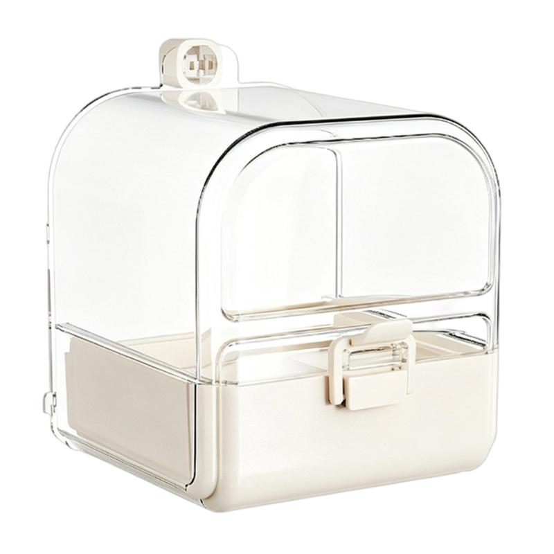 Small Bird Hanging Bath and Food Accessory for Birdcages, Cage Station for Companion Birds and Indoor Cage Use