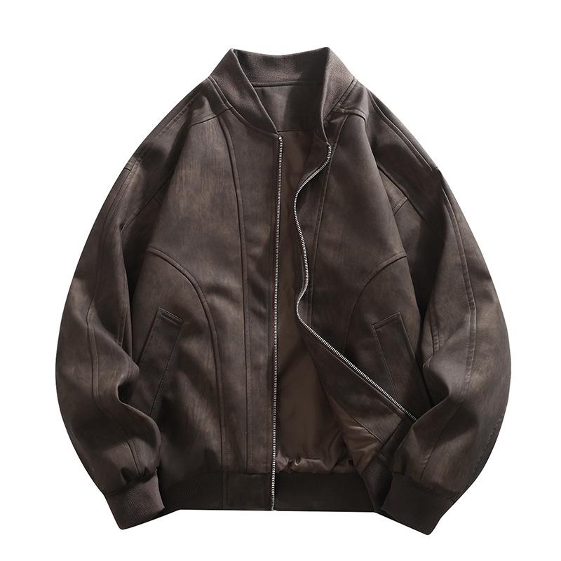 Pánská trendy volná ležérní motorkářská baseballová bunda - Jaro, Podzim, Zima