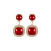 Square pearl earrings temperament fashion diamond-set geometric earrings earrings women