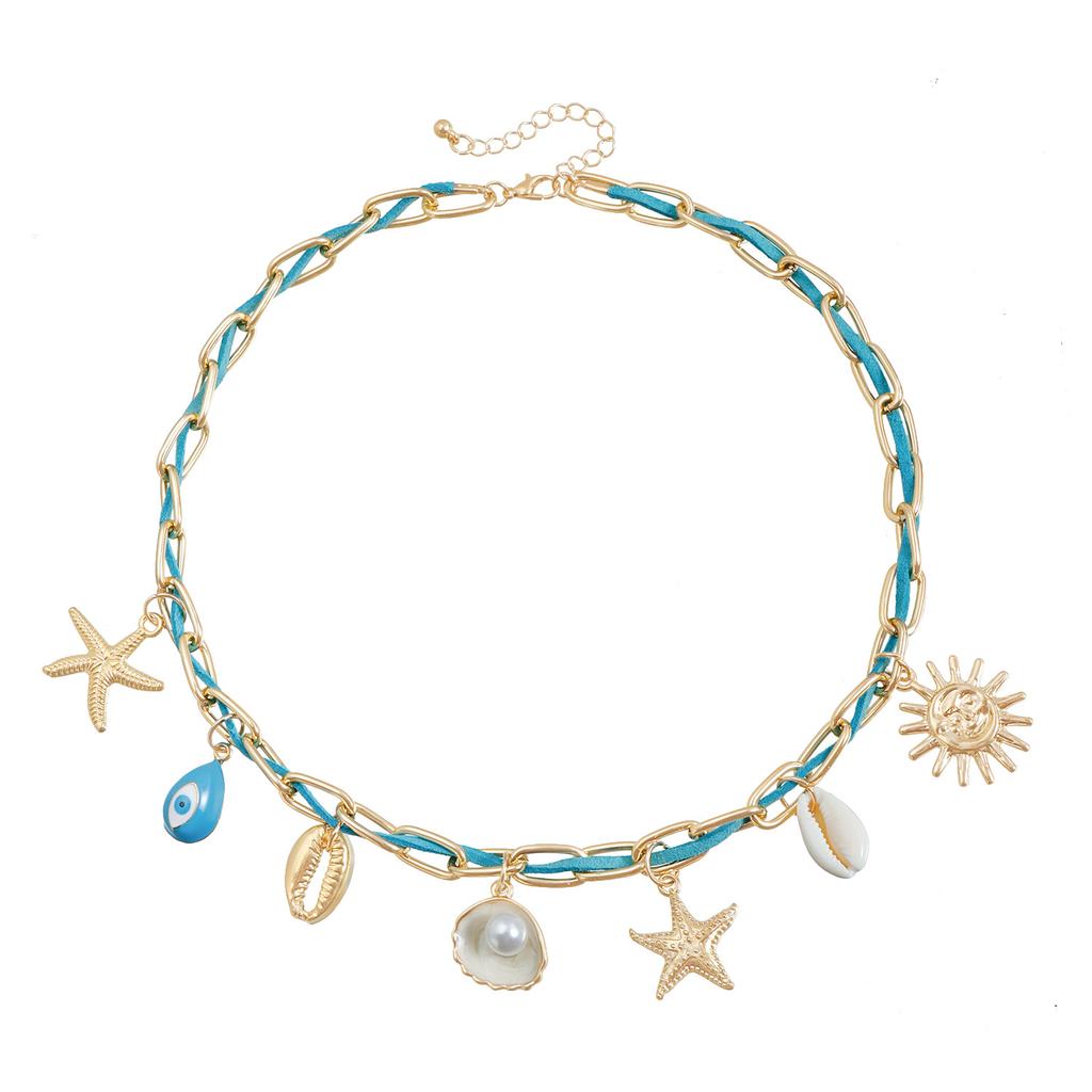 Beach Necklace for Women Leisure Star Shell Sun Pendant Girl Gift