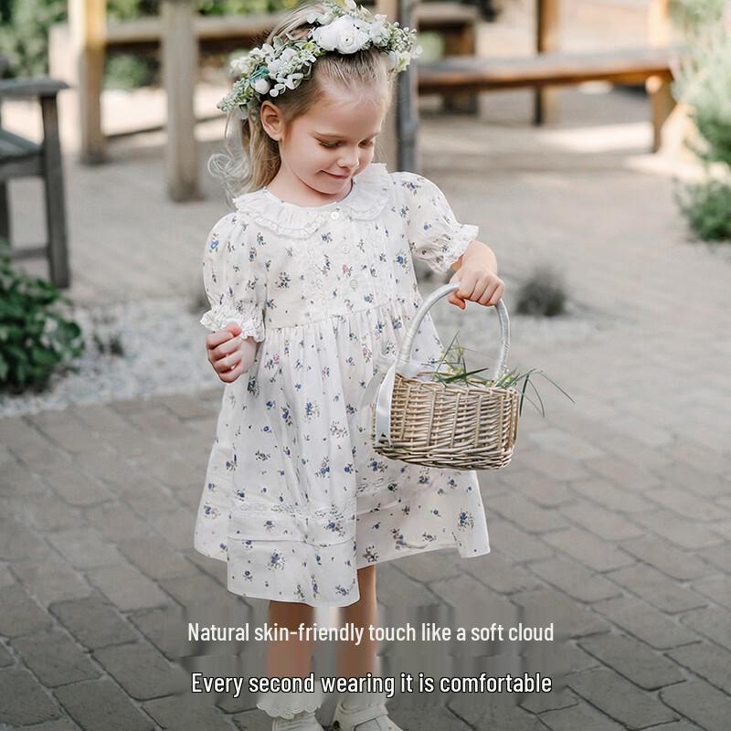 EMXEE Baby Girl Short Sleeve Floral Princess Dress