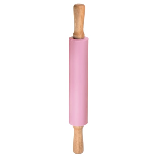 Uxcell Silicone Rolling Pin for Baking, 43cm, Wooden Handle, Non-Stick Rolling Pin, Small Roller, Play-Doh Rolling Pin for Dough, Pizza, Fondant, and
