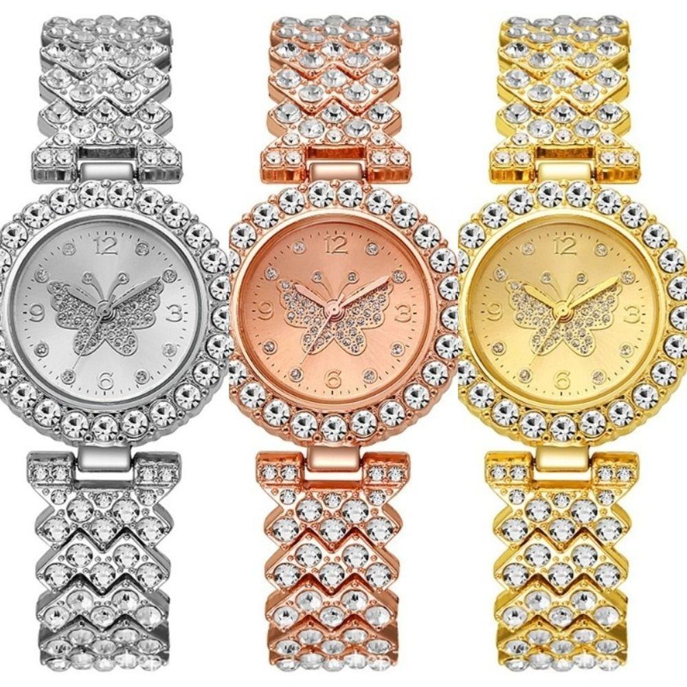 Diamond Decoration Diamond Watch Rhinestone Inlaid Butterfly Surface Watch  For Women