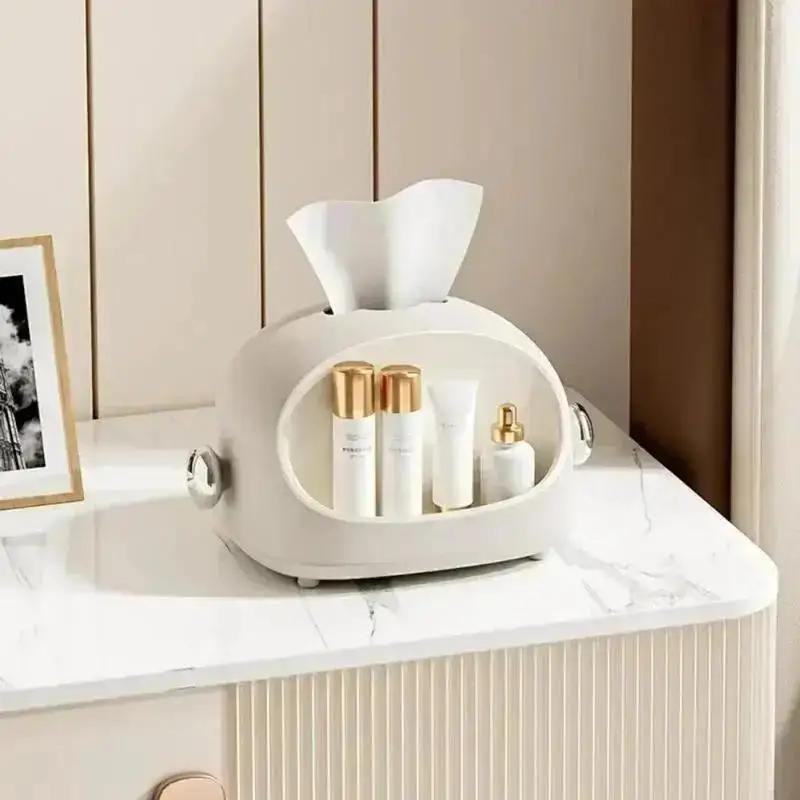Household Multifu Tissue Holder Ins Style Solid Color Dustproof Cute Ear Tissue Box For Living Room Napkin Dispenser Box Storage