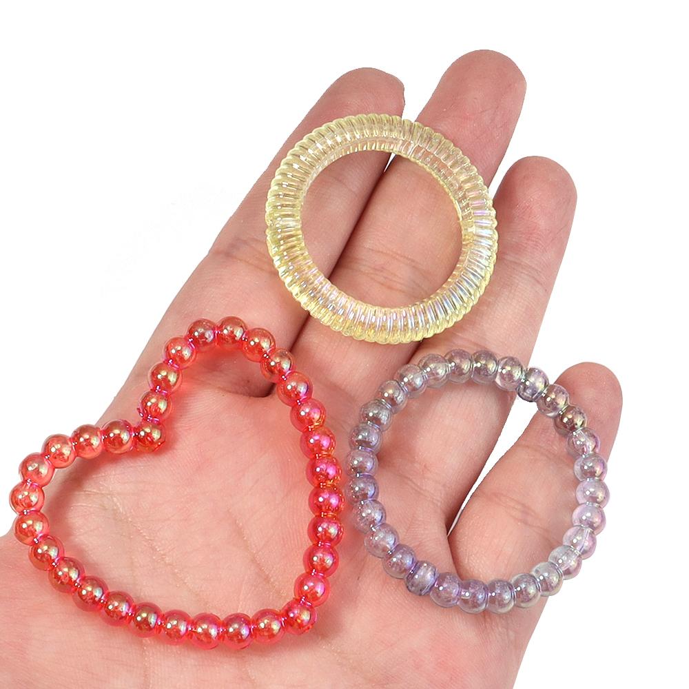20 Stück/Los Bunte Herz Runde Hohlperlen Lose Abstandshalter Acrylperlen Für Schmuckherstellung DIY Anhänger Armband Ohrring Zubehör