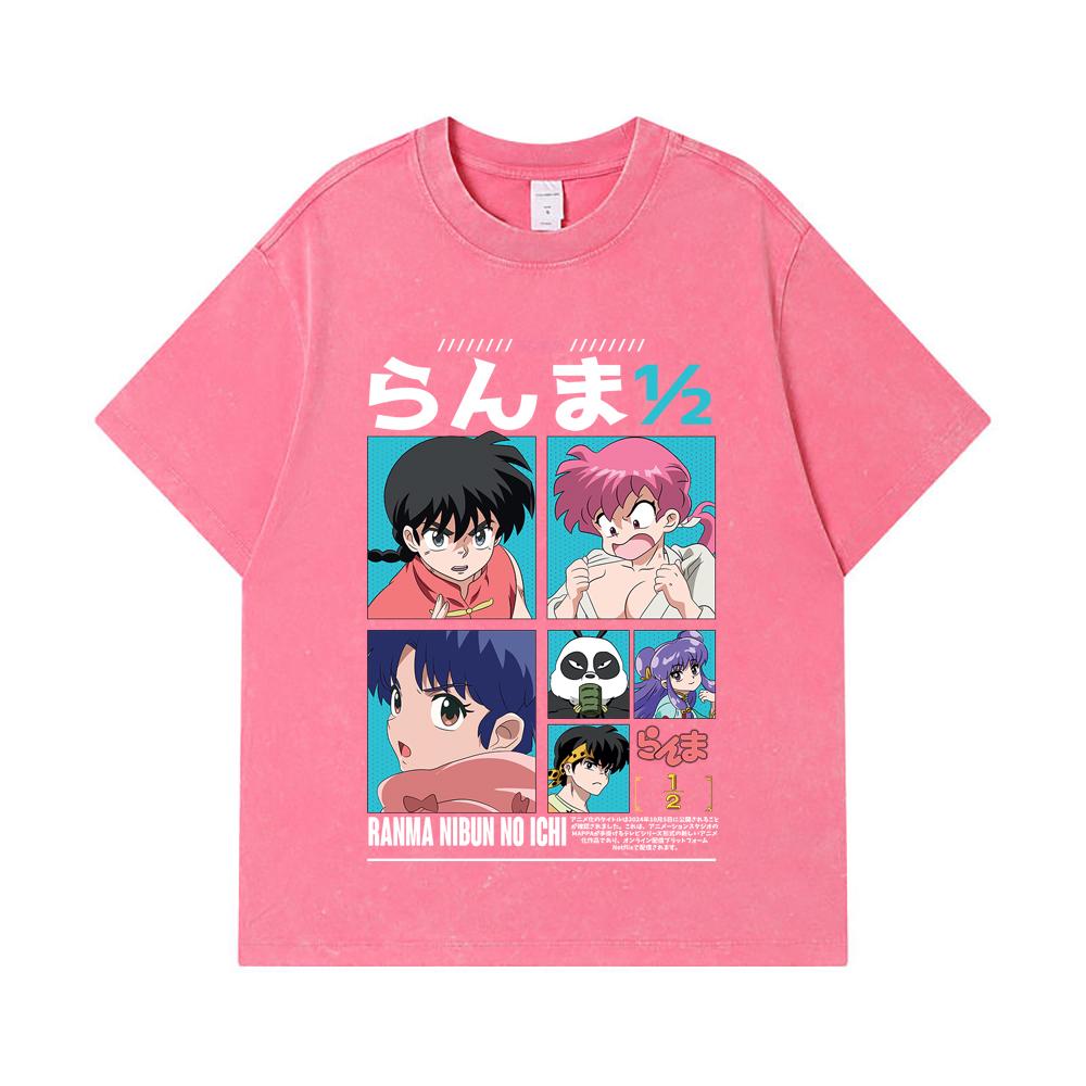 275 GSM Washed T-shirts 100% Cotton Ranma 12 V1 Print Unisex Heavy Cotton T Shirt
