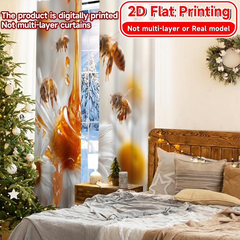 Flat Printing Honey Harmony Chic Curtains Polyester Outdoor Decorations Decorative Curtain Set Of 2 Contemporary Made Washable