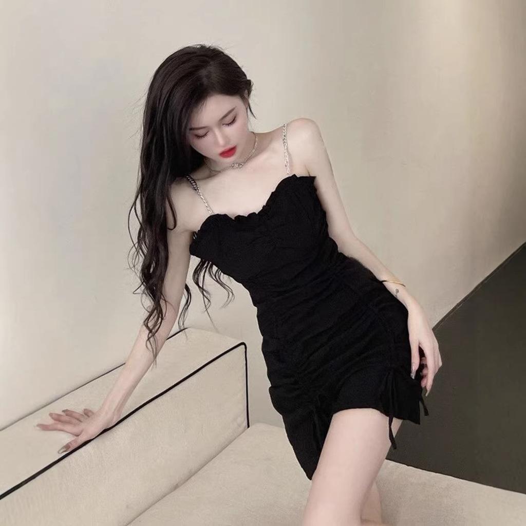 Xiaoxiangfeng temperament slim-fitting hip-wrapped skirt sweet and spicy pure desire drawstring suspender dress women's spring and summer waist skirt