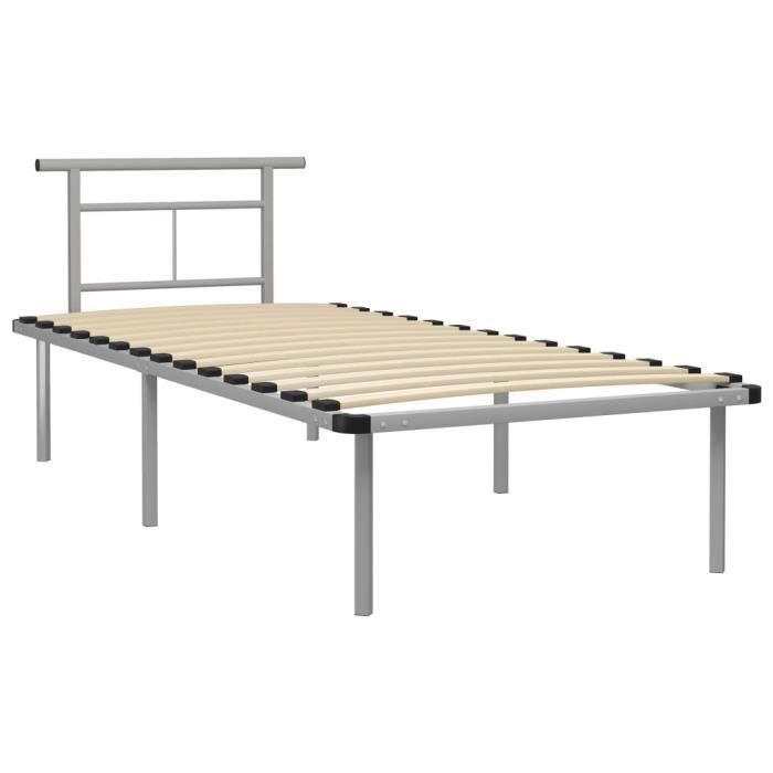 VidaXL Cadre de lit Gris Métal 90x200 cm