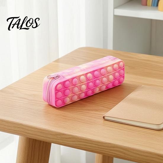 Pencil Box Silicone Tie-Dye Case, Squeezable Soft Stationery Organizer for Kids Teens, Unique Gradient Pen Case Random Pattern Pouch, Creative