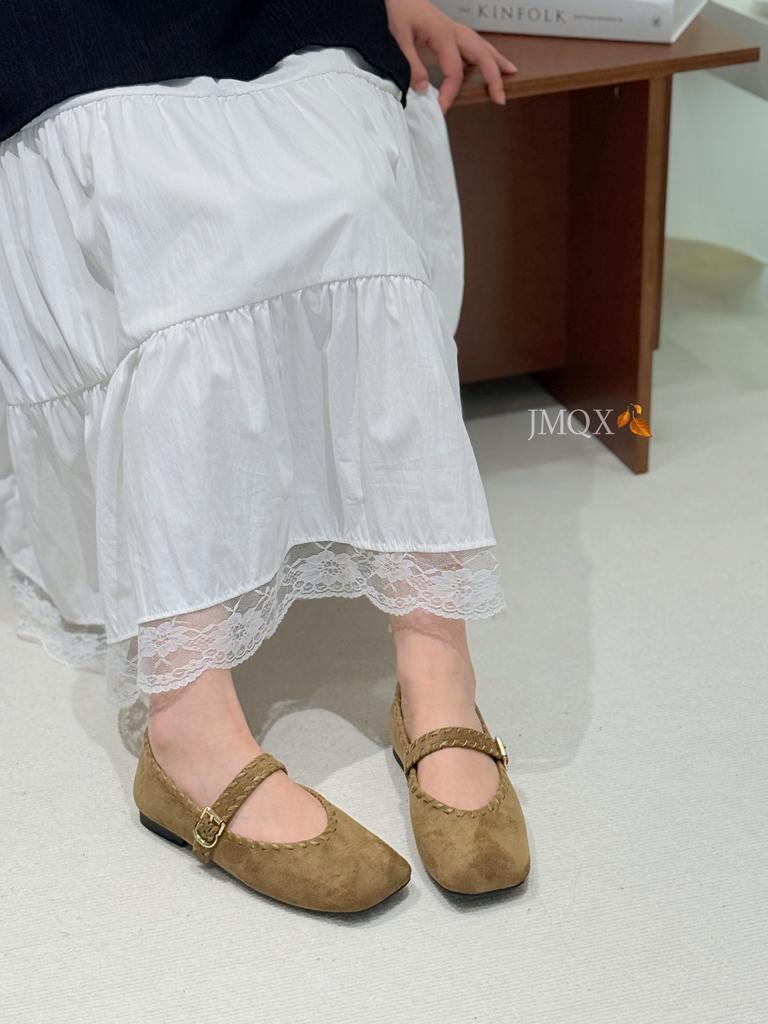 Flat Bottom One-pedal Mary Jane Shoes Children with Skirts 2025 Spring New Popular Shallow Commuter Grandma Single Shoes