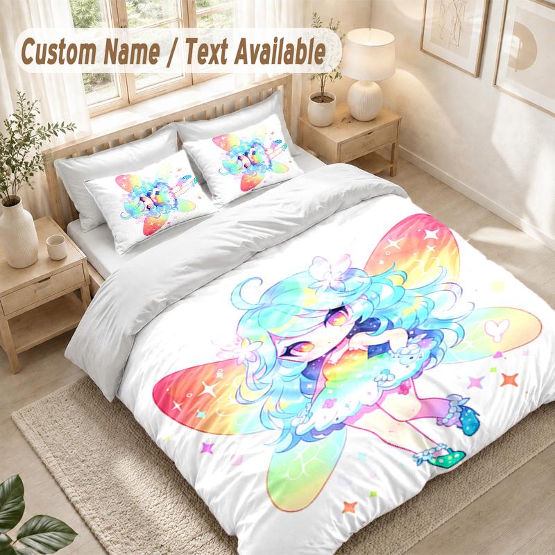 Butterfly Bedding Set, 1 Duvet Cover & 2 Pillowcases Soft Comfortable Bedroom Home Textile Decor