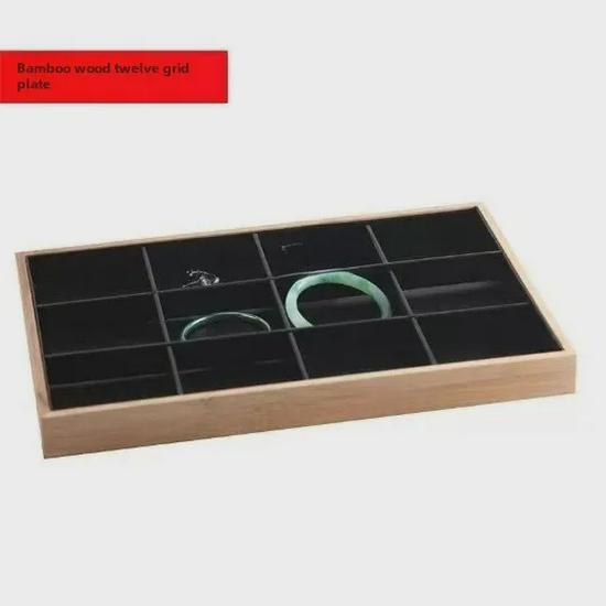 Bamboo and Wood Velvet Jewelry Tray for Bracelets and Earrings Display