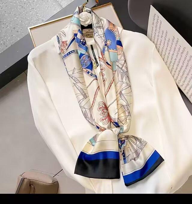 

Fresh Polka Dot Print Silk Scarf Women S Chiffon Satin Double Layer Neck Scarf Bag Handle Bow Tie Hair Band Fashion Accessory