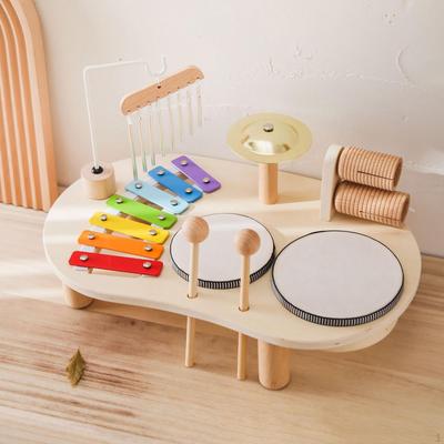 Zestaw perkusyjny z ksylofonem, drewniane zestawy muzyczne, instrumenty Montessori dla dzieci w wieku 3, 4 i 5 lat