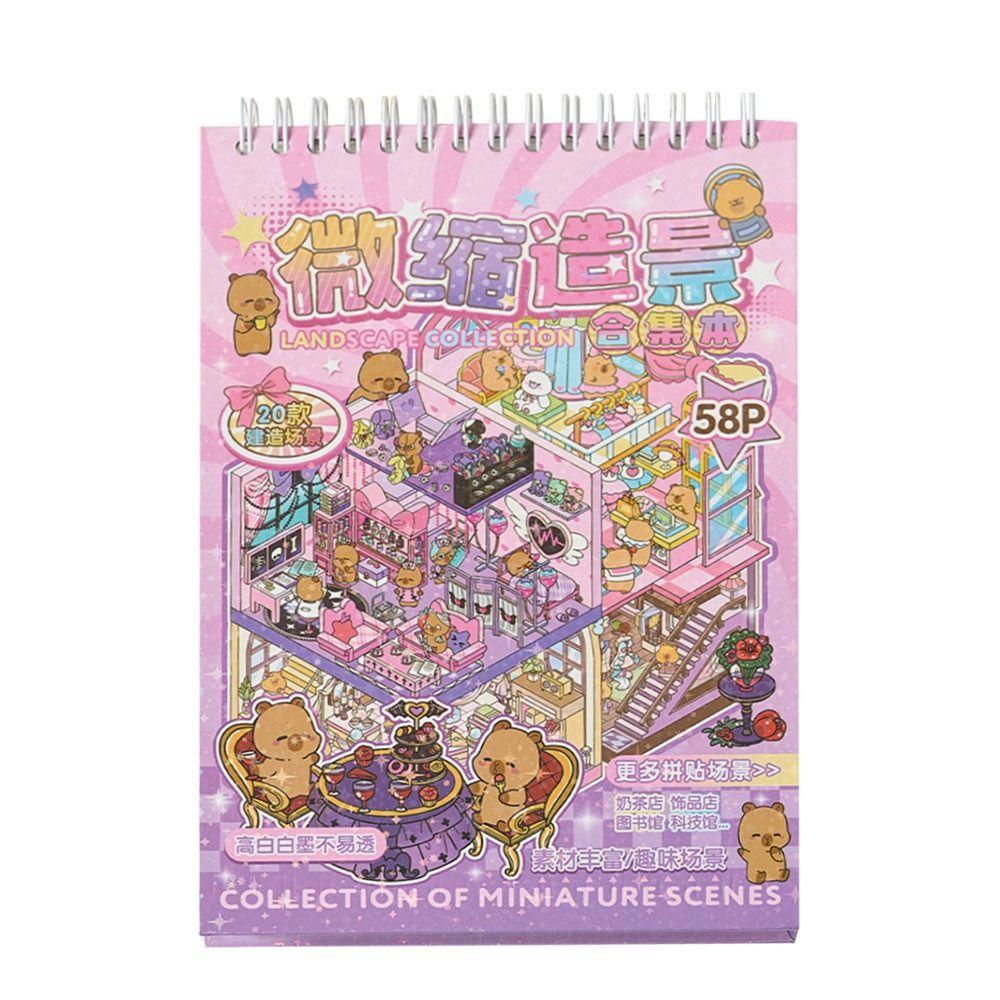 Decompression Miniature Landscape Sticker Collection PET DIY Cabin Scene Sticker  Children Gift