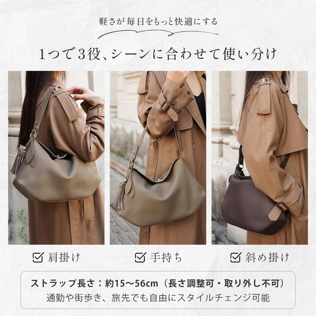 ArtsEye Genuine Leather Shoulder Perfect for Large Day Women's Bag, 3-Way, Lightweight, Self-Standing, Commuting, Crossbody, Compact, Capacity, Gift,