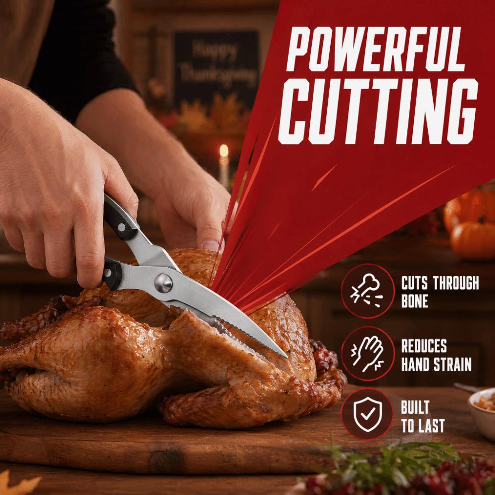 Stainless Steel Plastic Kitchen Scissors Non-Slip Handle Kitchen Shears Poultry Fish Chicken Meat