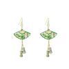 Retro Chinese Bamboo Tassel Earrings: Hanfu-Inspired Transparent Fan Design for Women