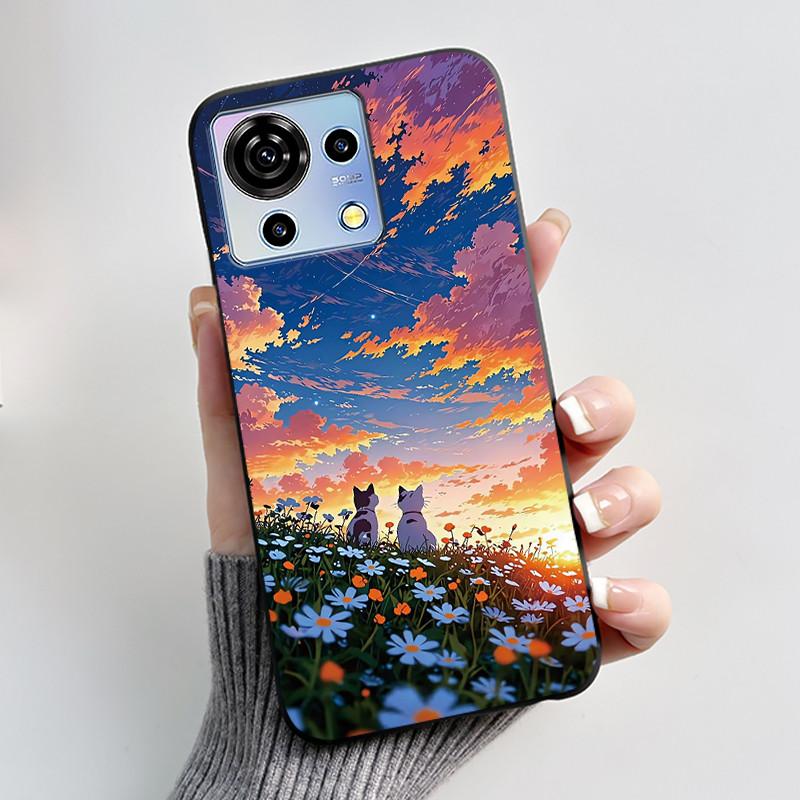 For ZTE Blade V50 Vita Case Black TPU Silicone Luxury Cute Cool Flower Phone Cases for Blade V 50 Vita V50Vita Bumper Soft Cover